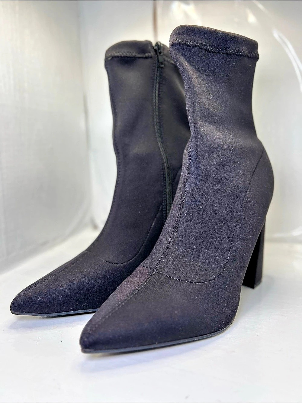 Bamboo Harper-09 Black Pointed-Toe Heeled Boots